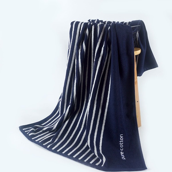 

1pc Striped Pattern Towel, Blue