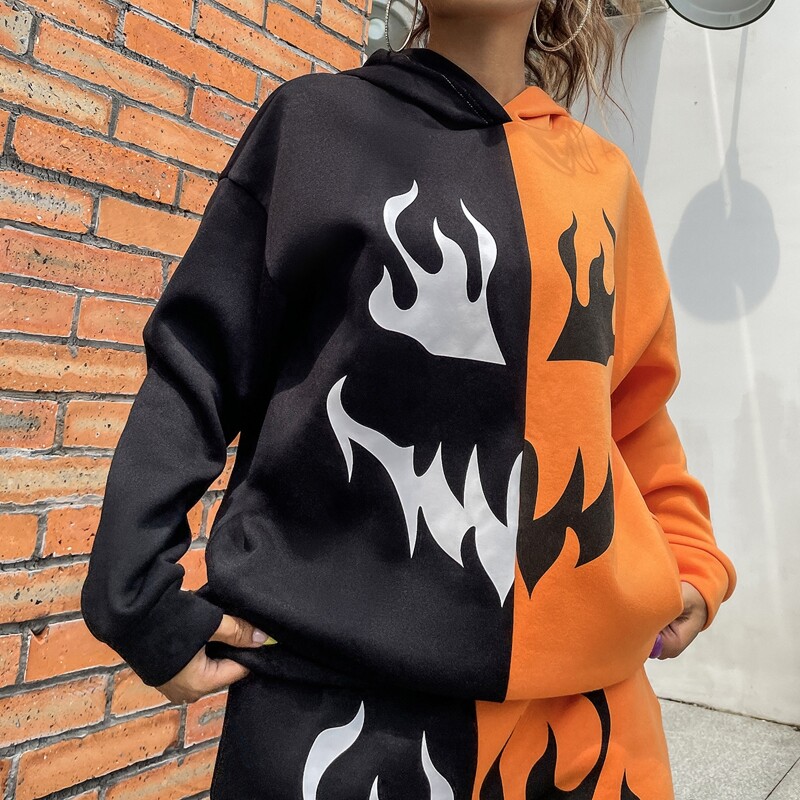 

Color Block Halloween Print Hoodie, Multicolor