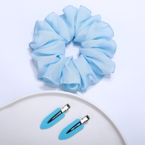

3pcs Minimalist Hair Accessory Set, Baby blue