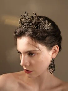 Rhinestone Crown Hair Accessory - Black - View 2