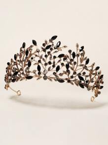 Rhinestone Crown Hair Accessory - Black - View 4