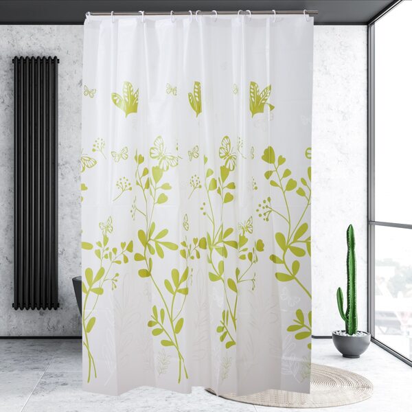 

Butterfly Print Shower Curtain, Green