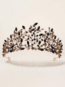 Rhinestone Crown Hair Accessory - Black - View 5