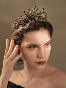 Rhinestone Crown Hair Accessory - Black - View 6