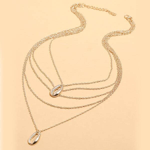 

Shell Charm Layered Necklace, Gold