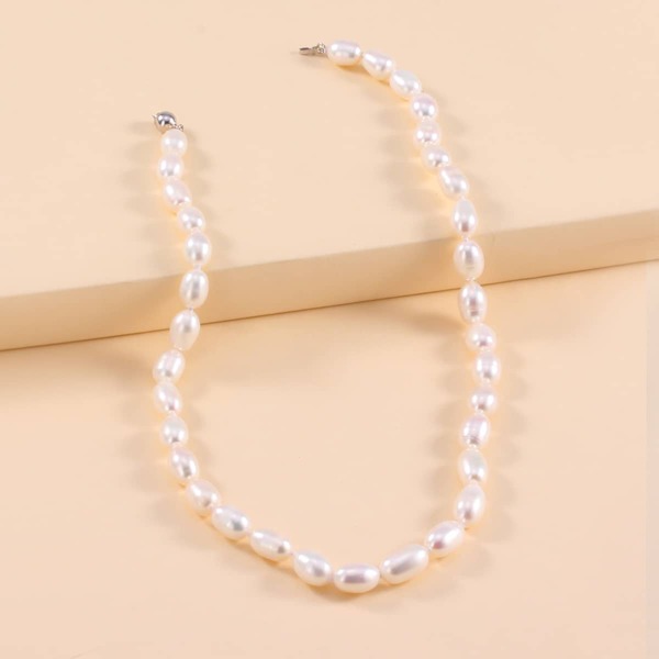 

Natural Pearl Beaded Necklace, White