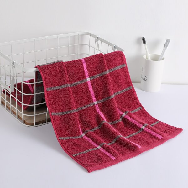 

1pc Plaid Pattern Face Towel, Red