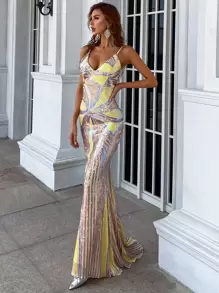 Missord Zip Back Sequin Fishtail Hem Cami Prom Dress Elegant Formal Evening Wedding Guest Gown, For Graduation, Dinner Party Dress