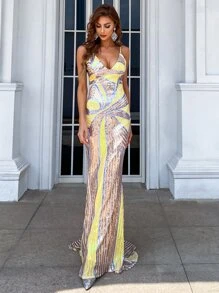 Missord Zip Back Sequin Fishtail Hem Cami Prom Dress Elegant Formal Evening Wedding Guest Gown, For Graduation, Dinner Party Dress