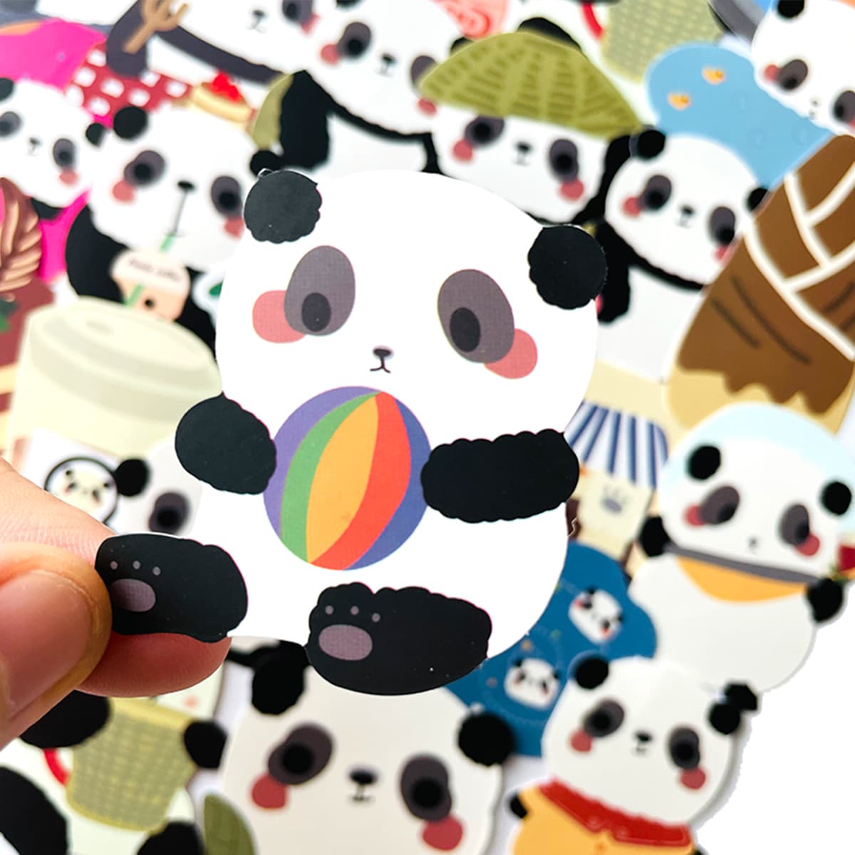 

50pcs Cartoon Panda Sticker, Multicolor