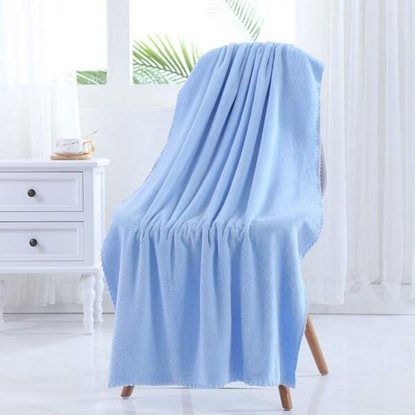 

2pcs Plain Towel & Bath Towel Set, Blue