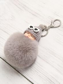 1pc Plush Baby Keychain/Key Fob Decor - Grey - View 6