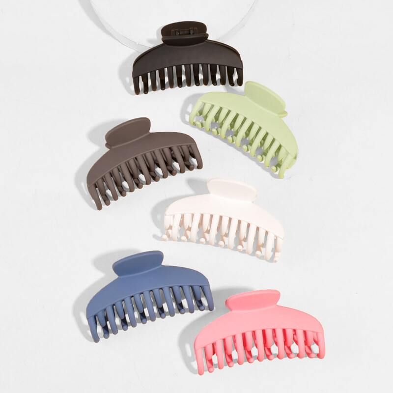 

6pcs Solid Hair Claw, Multicolor