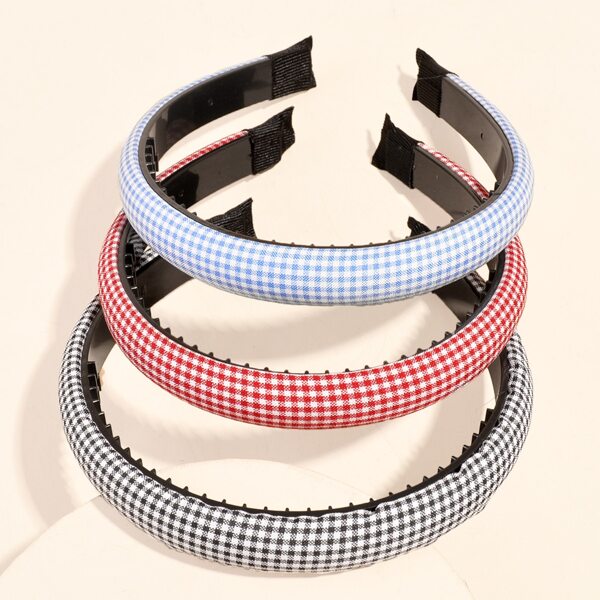 

3pcs Plaid Pattern Headband, Multicolor