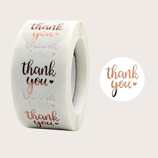 

500pcs Slogan Graphic Gift Sticker, Rose gold