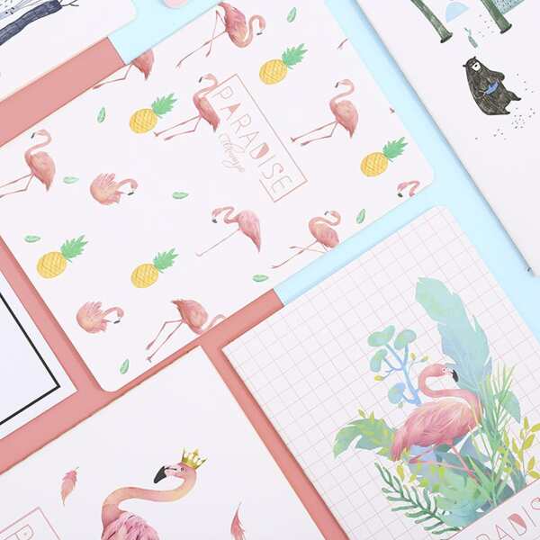

1pc Flamingo Print Random Notebook, Multicolor