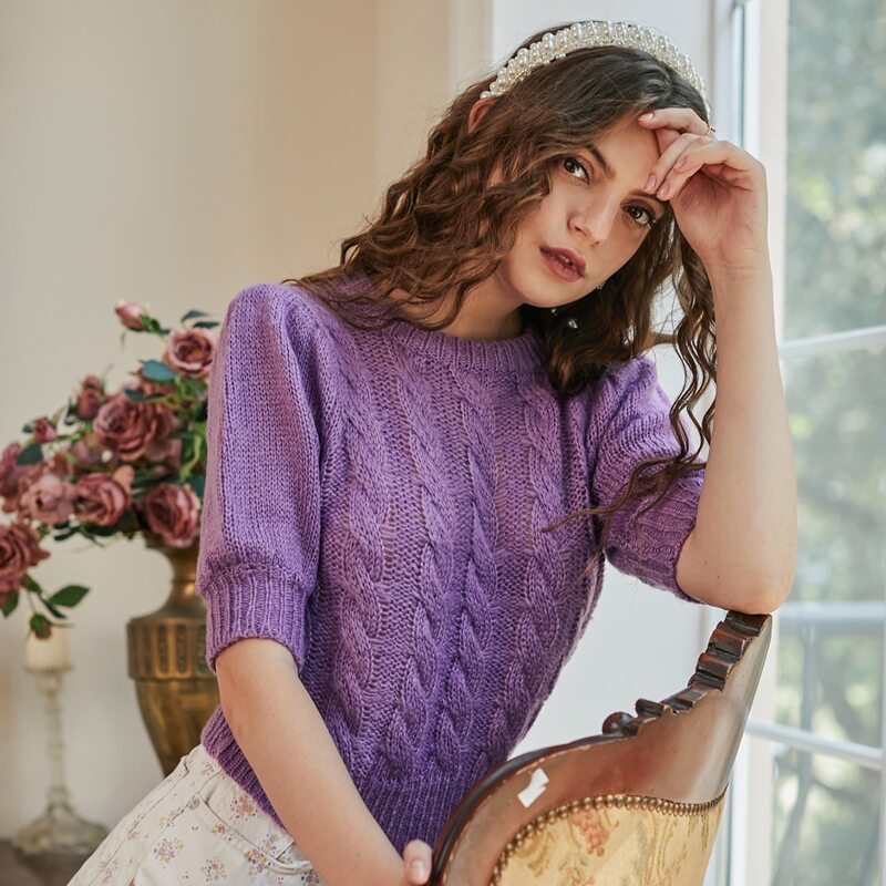 

Cable Knit Top, Violet purple