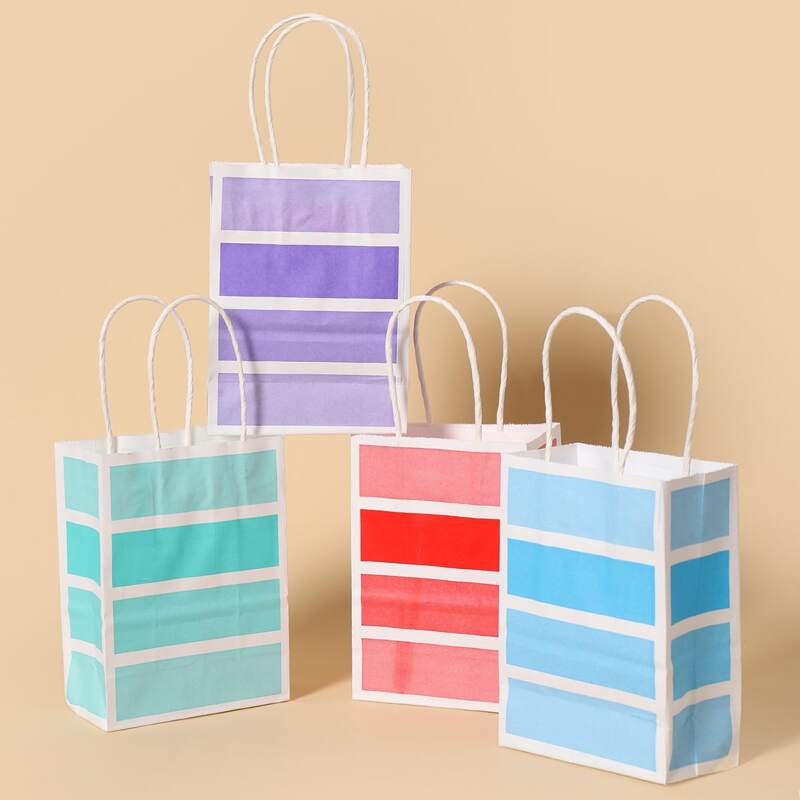 

4pcs Color Block Gift Bag, Multicolor