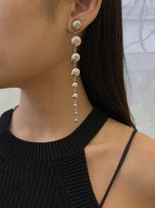 Bead Drop Earrings - Silver - View 1