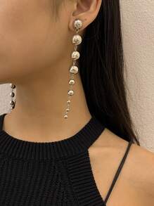 Bead Drop Earrings - Silver - View 3