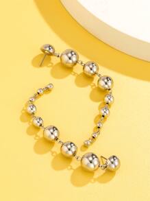 Bead Drop Earrings - Silver - View 4