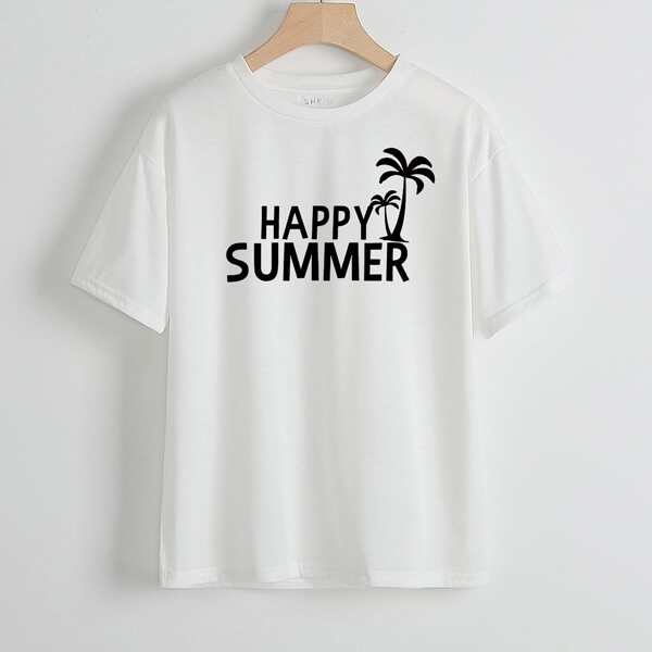 

Letter & Tropical Print Tee, White