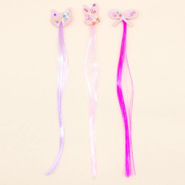 

3pcs Toddler Girls Hair Clip With Hairpiece, Multicolor