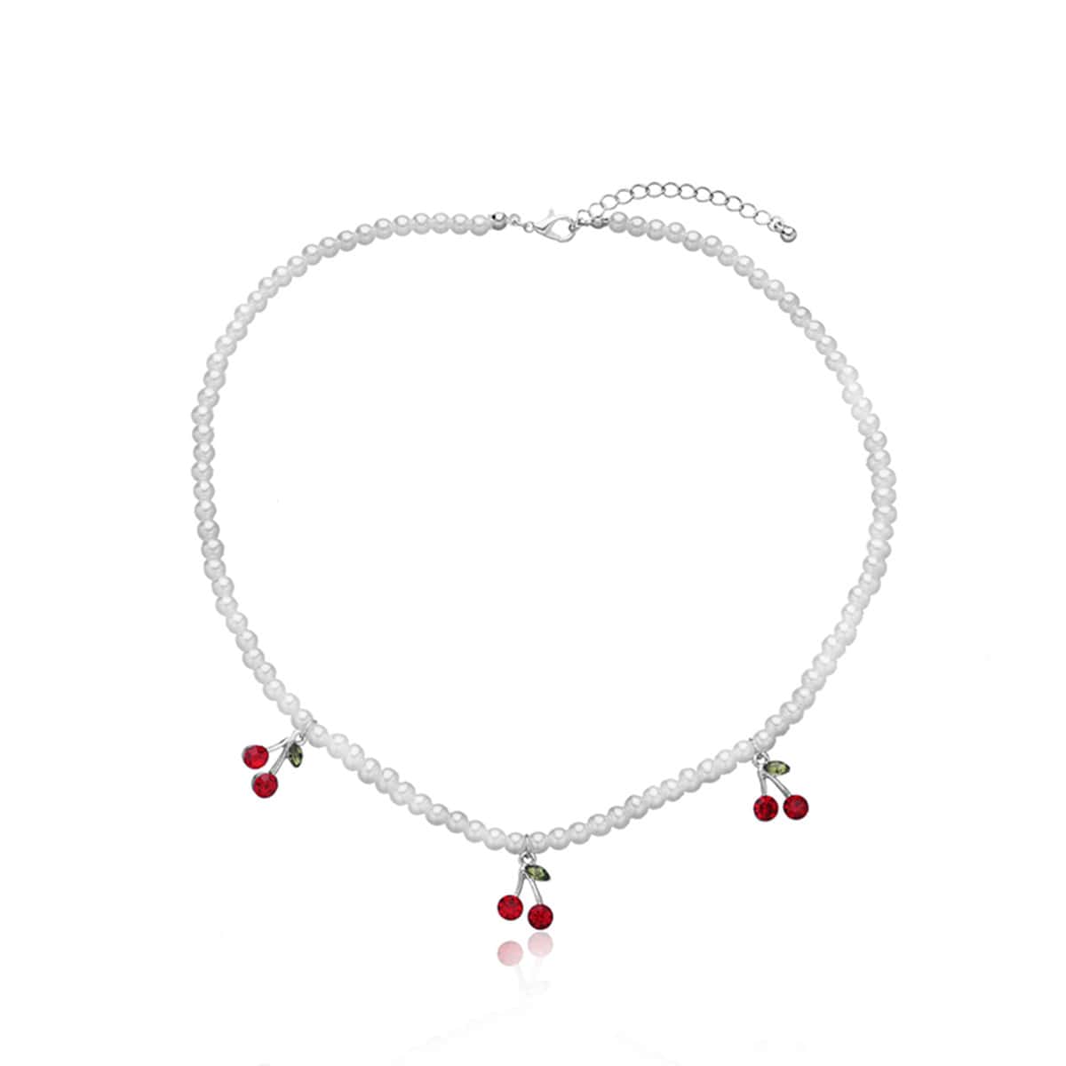

Cherry Faux Pearl Beaded Necklace, Silver