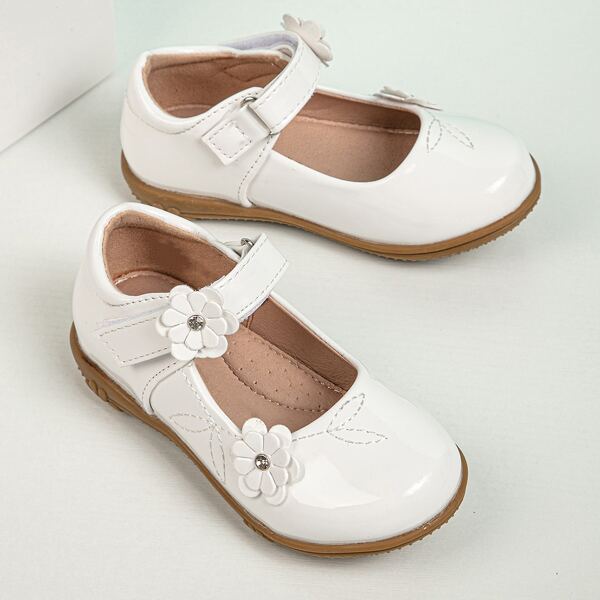 

Toddler Girls Floral Applique Flats, White