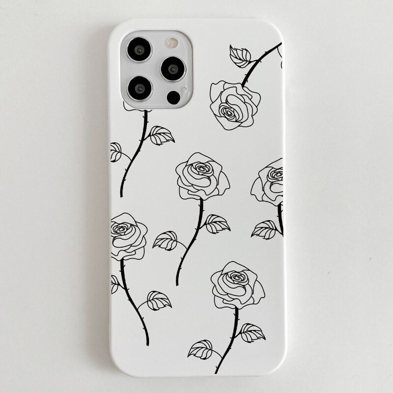 

Floral Pattern Phone Case, Black and white