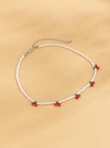 1pc Beaded Necklace - White - View 4