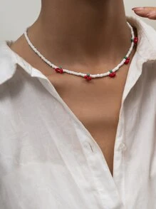 1pc Beaded Necklace - White - View 6