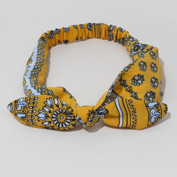 

Bow Decor Flower Print Hair Band, Yellow