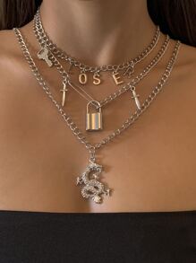 Dây chuyền mặt dây chuyền 3 khóa - Bạc - Xem 1