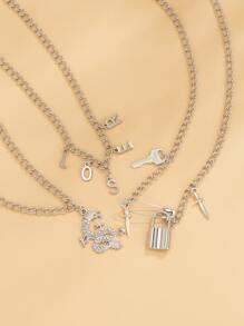 Dây chuyền mặt dây chuyền 3 khóa - Bạc - Xem 2