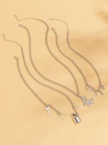 Dây chuyền mặt dây chuyền 3 khóa - Bạc - Xem 3