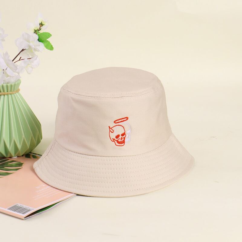

Guys Skull Embroidery Bucket Hat, Beige
