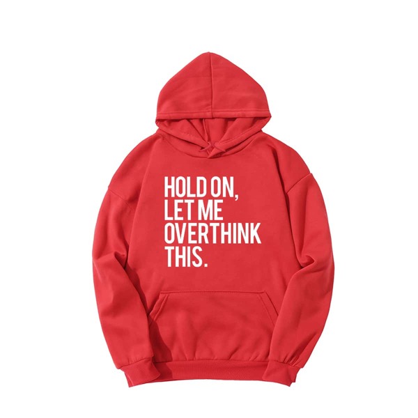 

Slogan Graphic Kangaroo Pocket Hoodie, Red