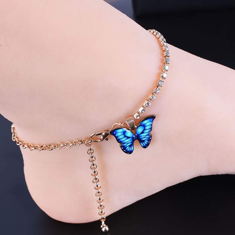

Butterfly Charm Rhinestone Ankle, Multicolor