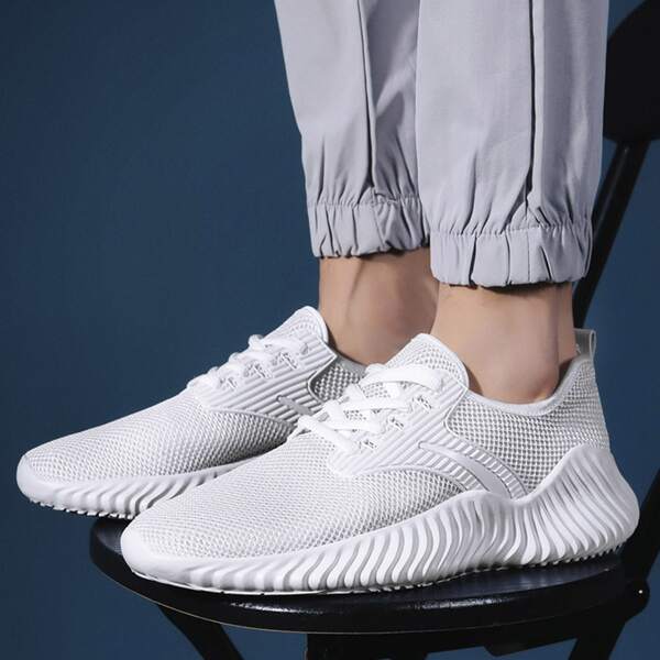 

Men Lace Up Front Running Shoes, White