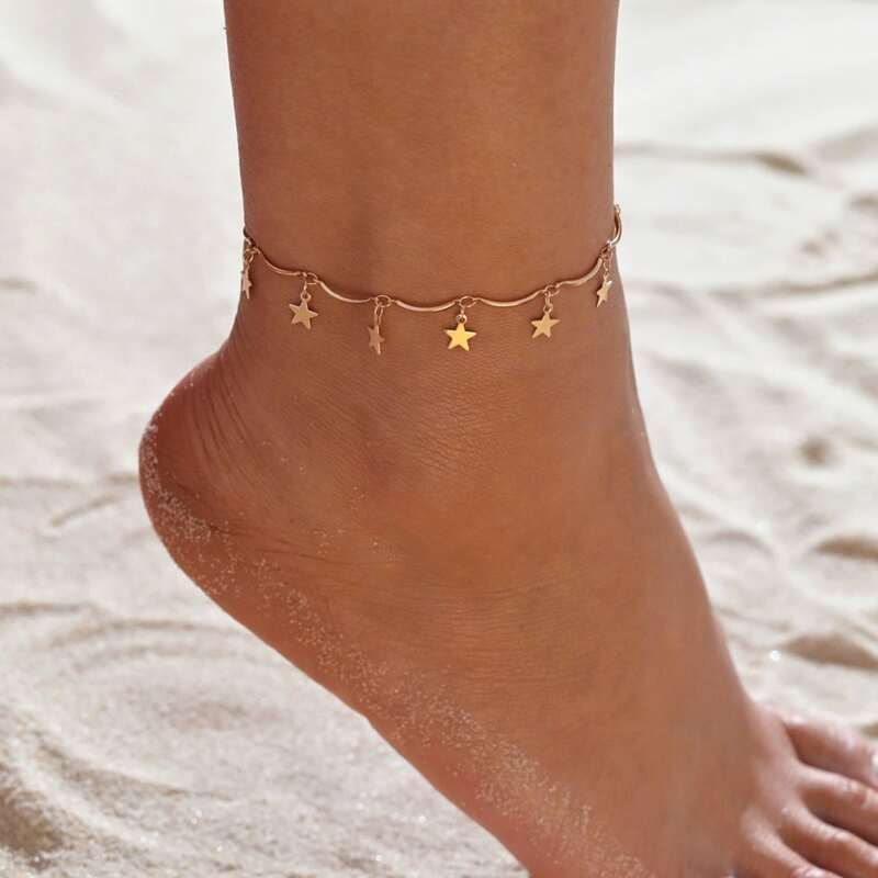 

Star Tassel Charm Anklet, Gold