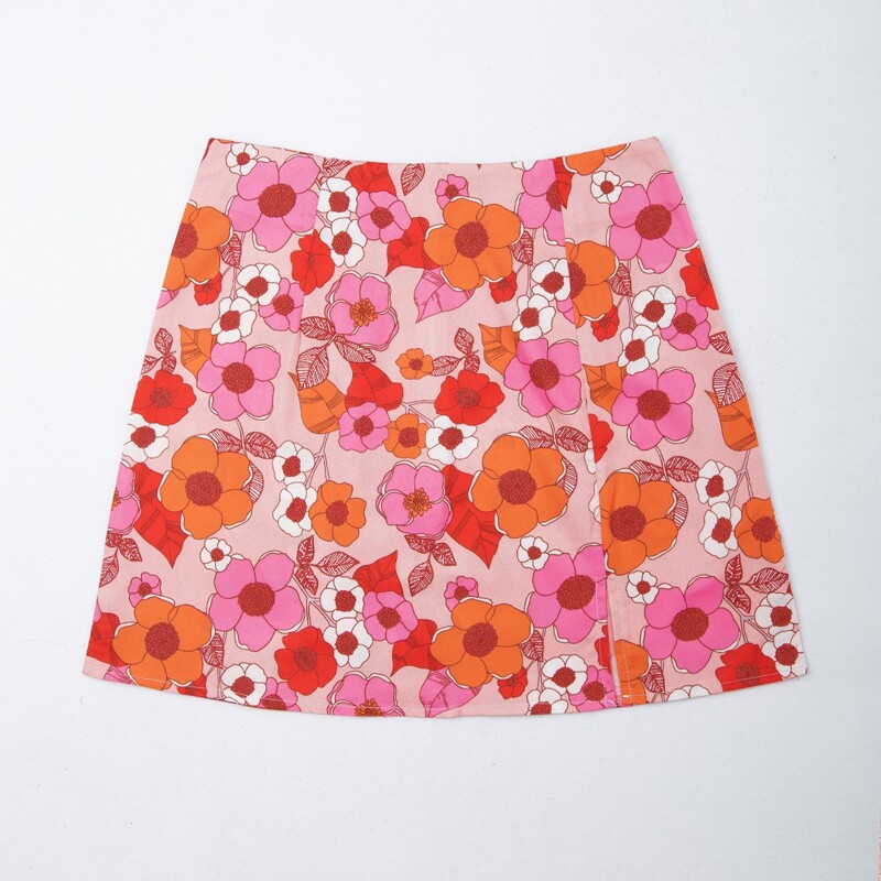 

Floral Print Split Skirt, Multicolor