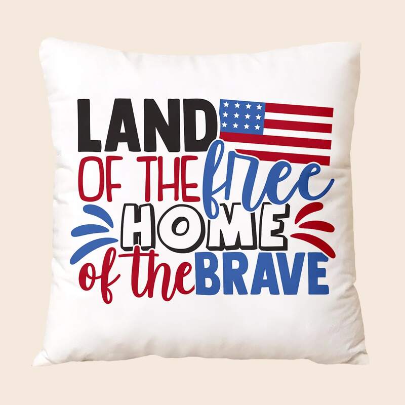 

Slogan Graphic Independence Day Cushion Cover Without Filler, Multicolor
