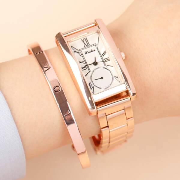 

1pc Roman Numerals Quartz Watch & 1pc Bracelet