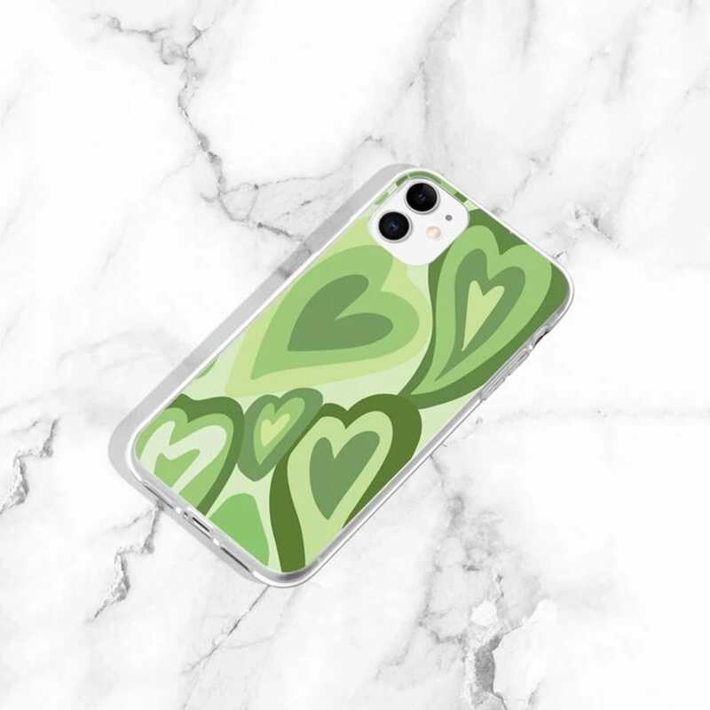 

Heart Pattern Phone Case, Green