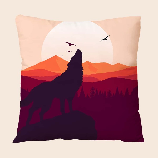 

Wolf Pattern Cushion Cover Without Filler, Multicolor