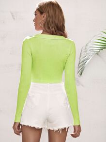Rib-knit Form Fitted Crop Sweater