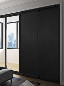 1pc Plain Window Privacy Sticker, Black PVC Waterproof Self Adhesive Blackout Window Film, For Home - Black - View 3