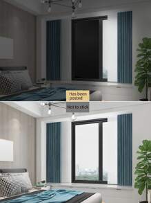 1pc Plain Window Privacy Sticker, Black PVC Waterproof Self Adhesive Blackout Window Film, For Home - Black - View 4