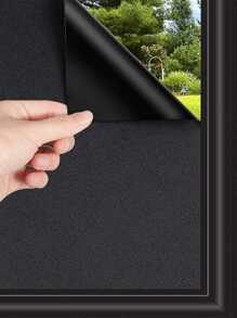 1pc Plain Window Privacy Sticker, Black PVC Waterproof Self Adhesive Blackout Window Film, For Home - Black - View 5